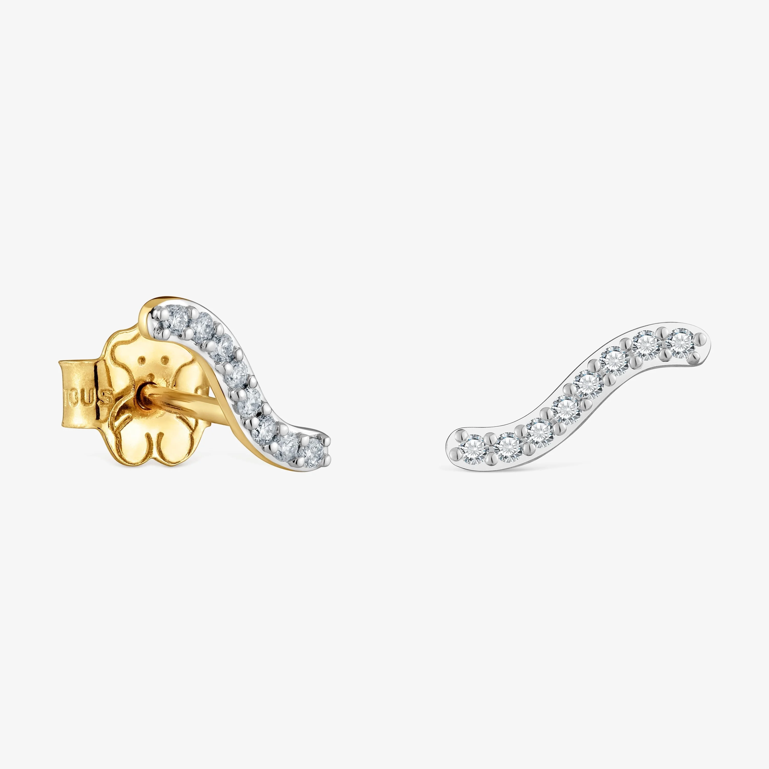18K solid gold Strip earrings with 0.09ct diamonds Les Classiques - 1