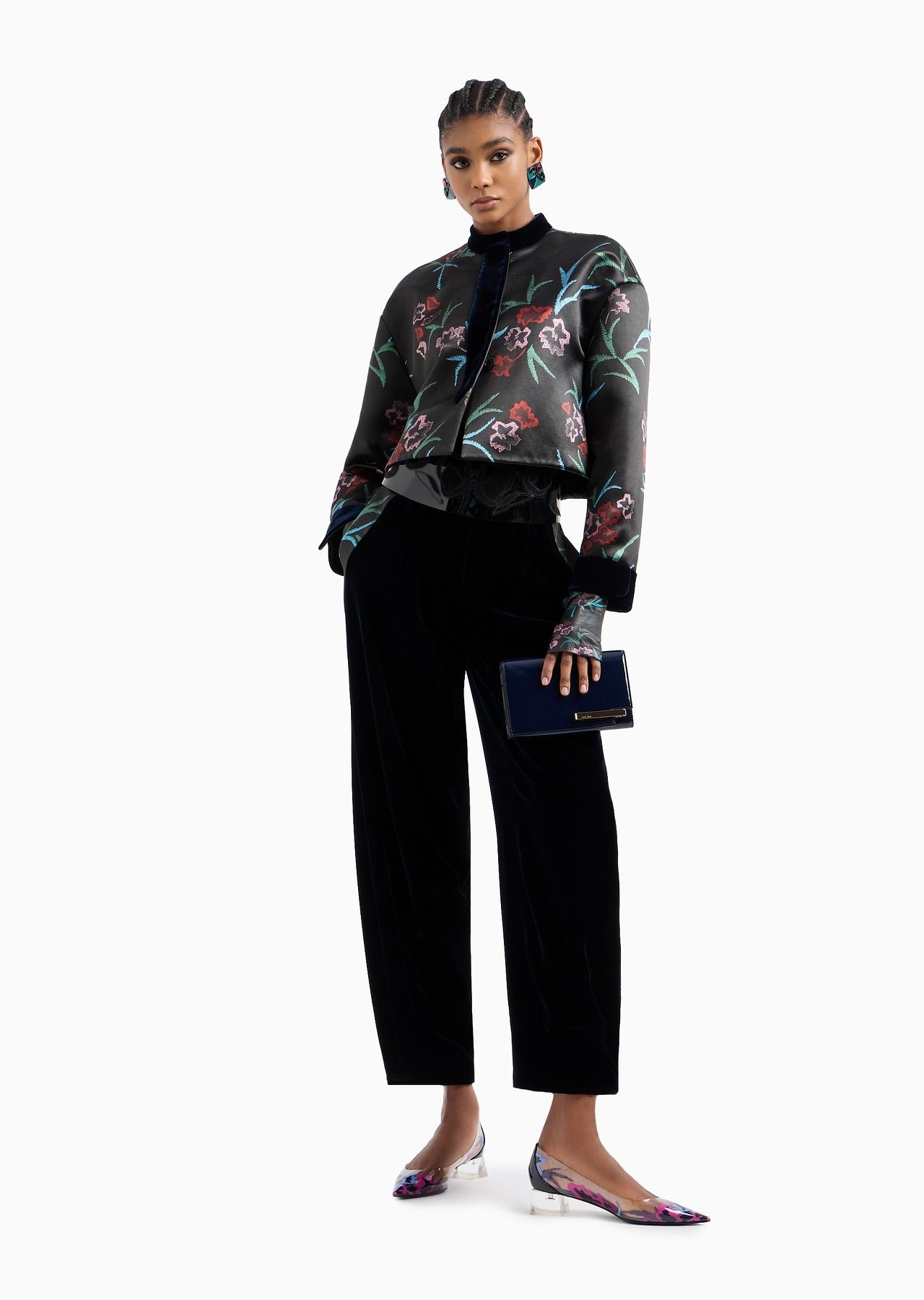 Short jacket in a floral-print silk and linen - 4