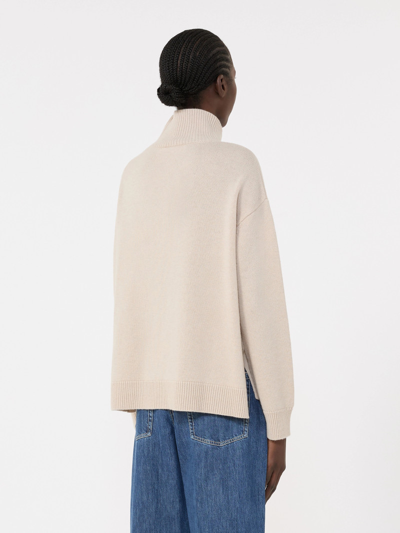 MARINA Boxy-fit wool and cashmere polo-neck sweater - WHITE 4