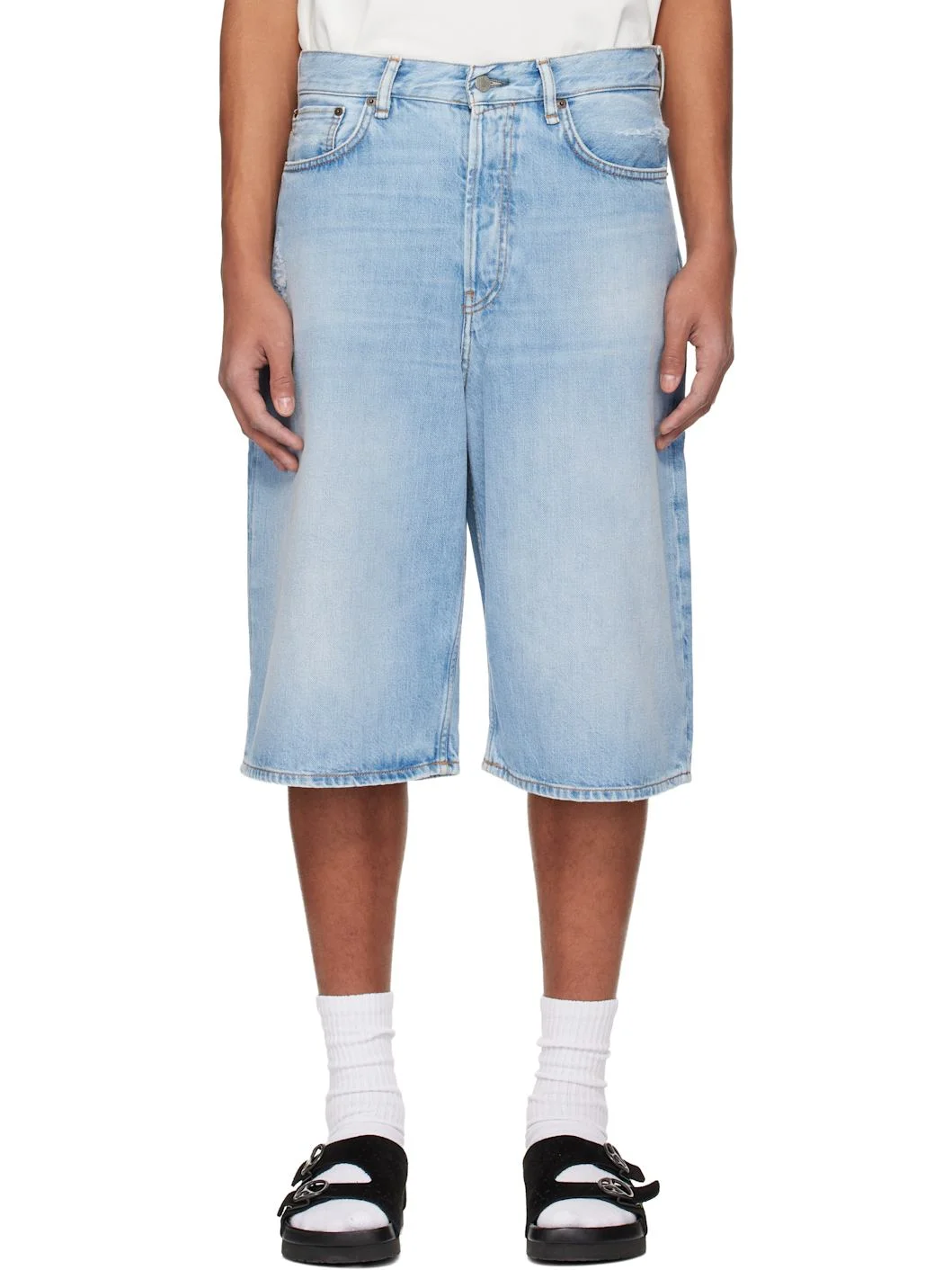 Blue Loose Fit Denim Shorts - 1