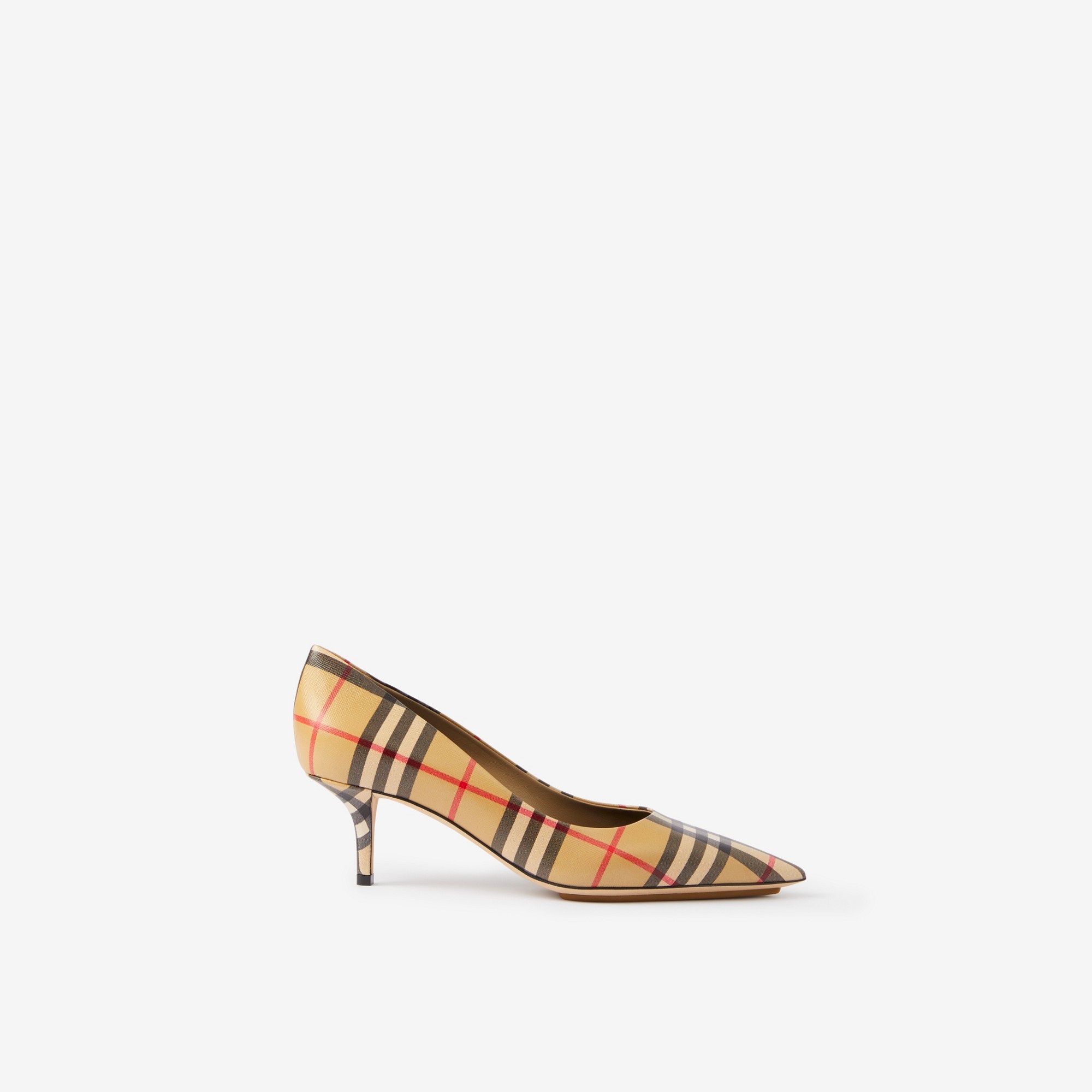 Vintage Check Leather Point-toe Pumps - 1