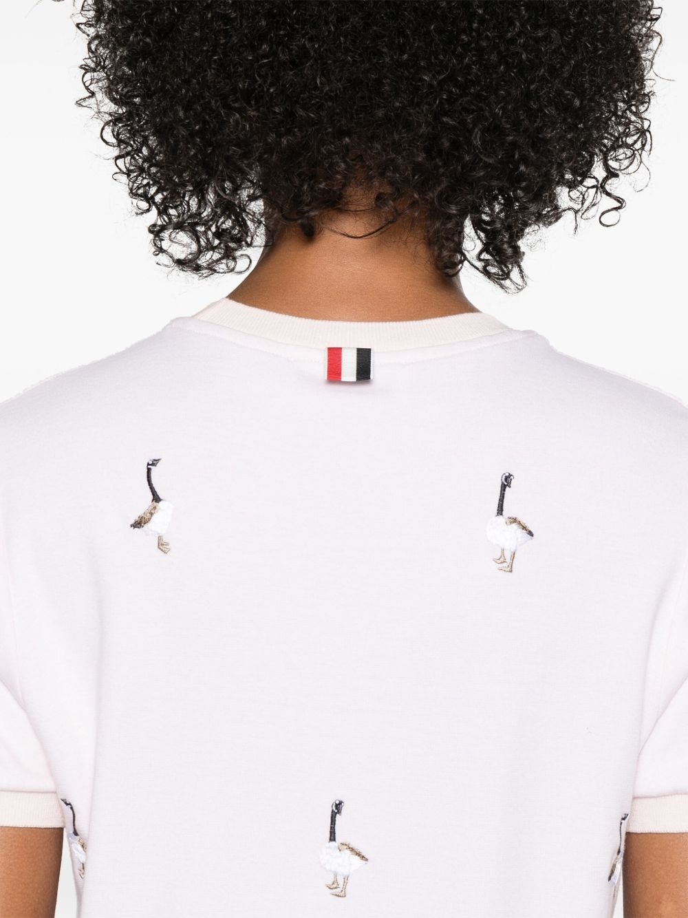 geese-embroidered cotton T-shirt - 5