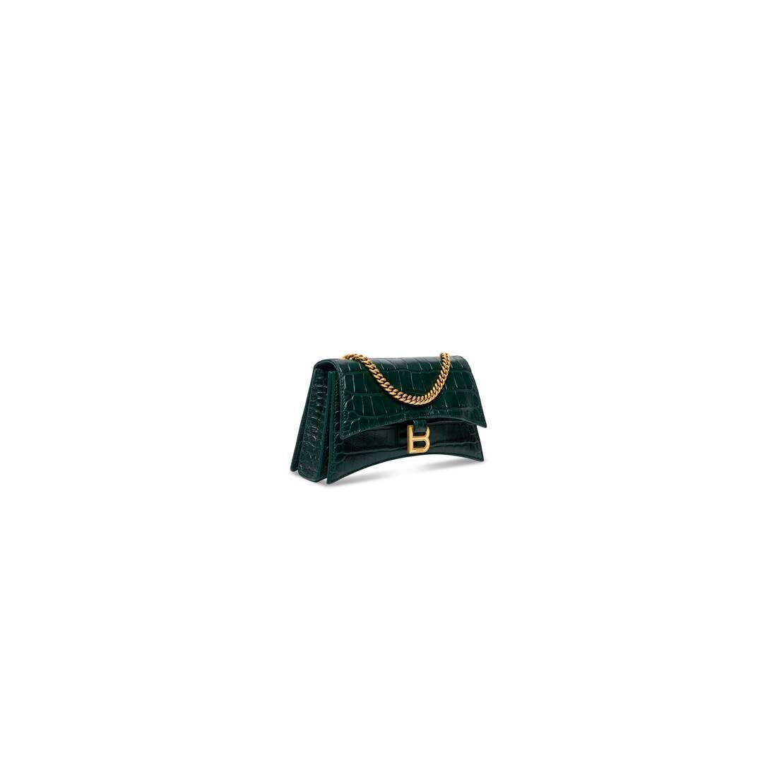 Women's Crush Xs Chain Bag Crocodile Embossed  in Forest Green - 4