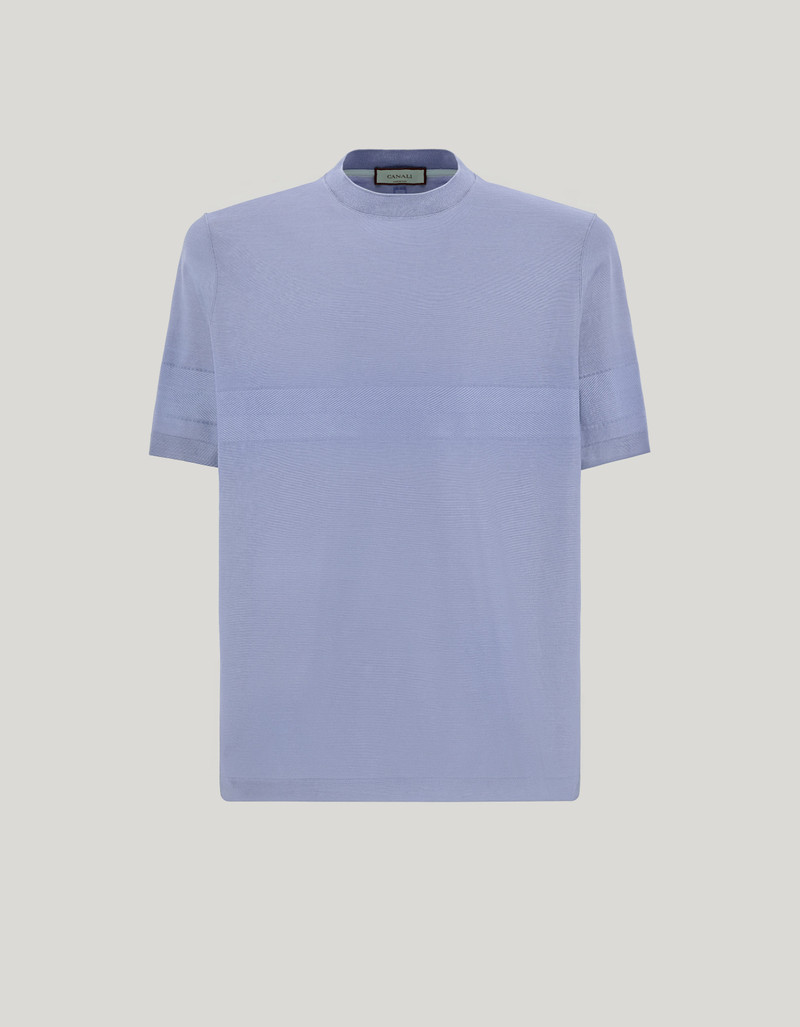 AIR FORCE BLUE COTTON SHORT-SLEEVED T-SHIRT WITH CONTRASTING DETAIL 1