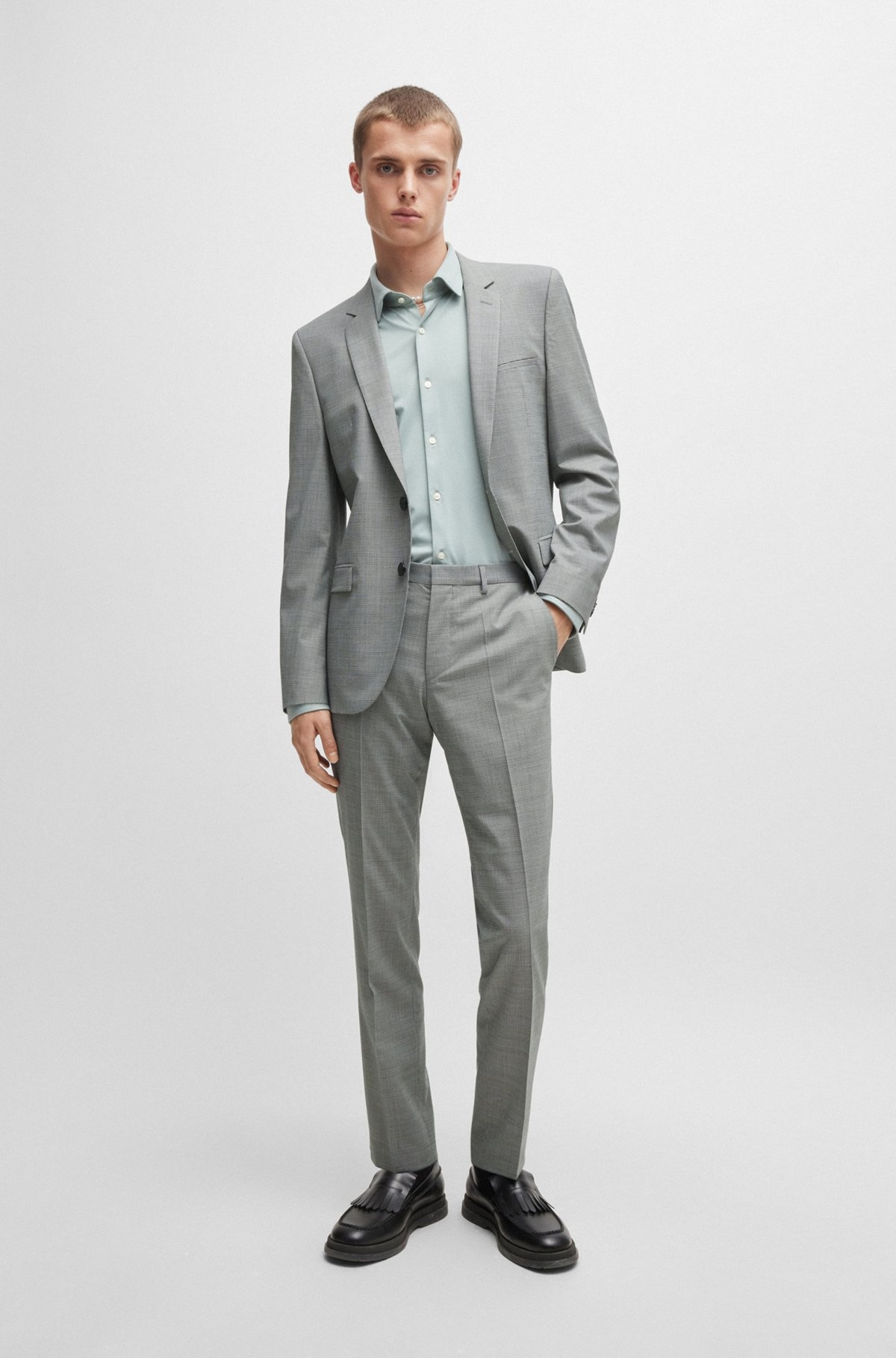 EXTRA-SLIM-FIT SUIT IN HOUNDSTOOTH PERFORMANCE-STRETCH FABRIC - 1