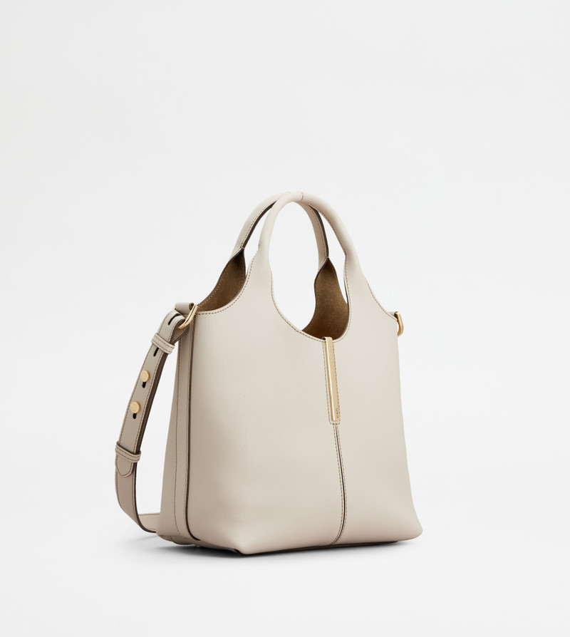 Tod's TOTE SHOPPING BAG IN LEATHER MINI - WHITE outlook