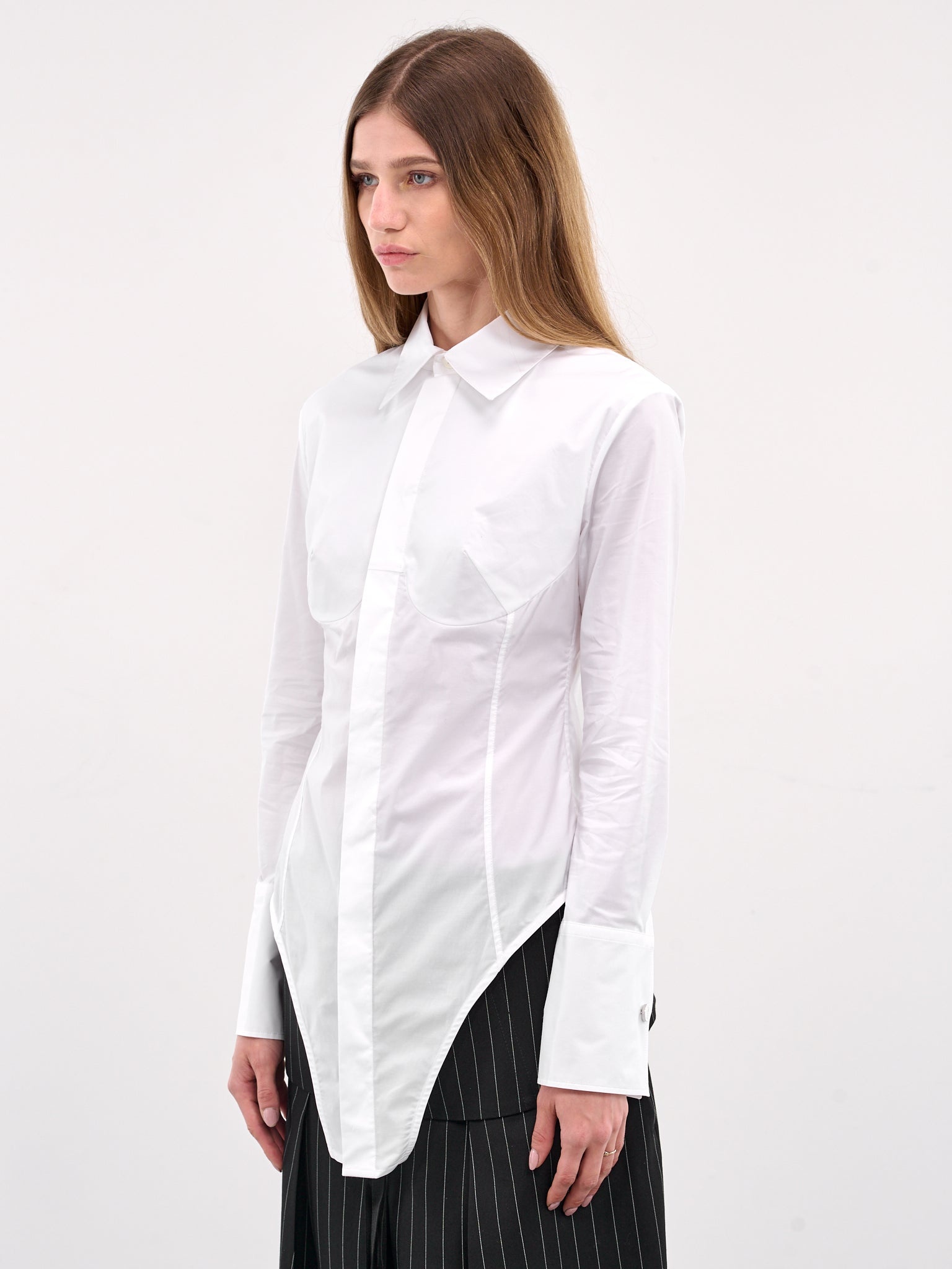 The White Cotton Bodysuit Shirt - 2