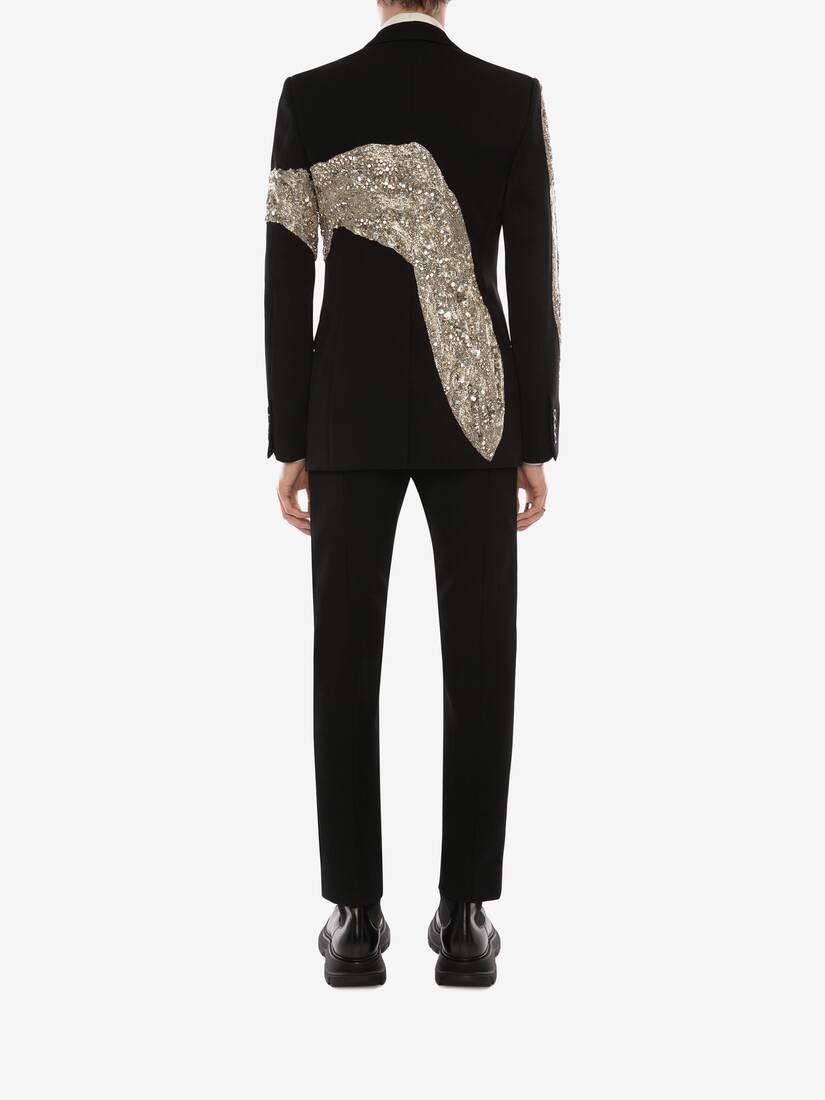 Molten Metal Embroidered Jacket in Black - 4