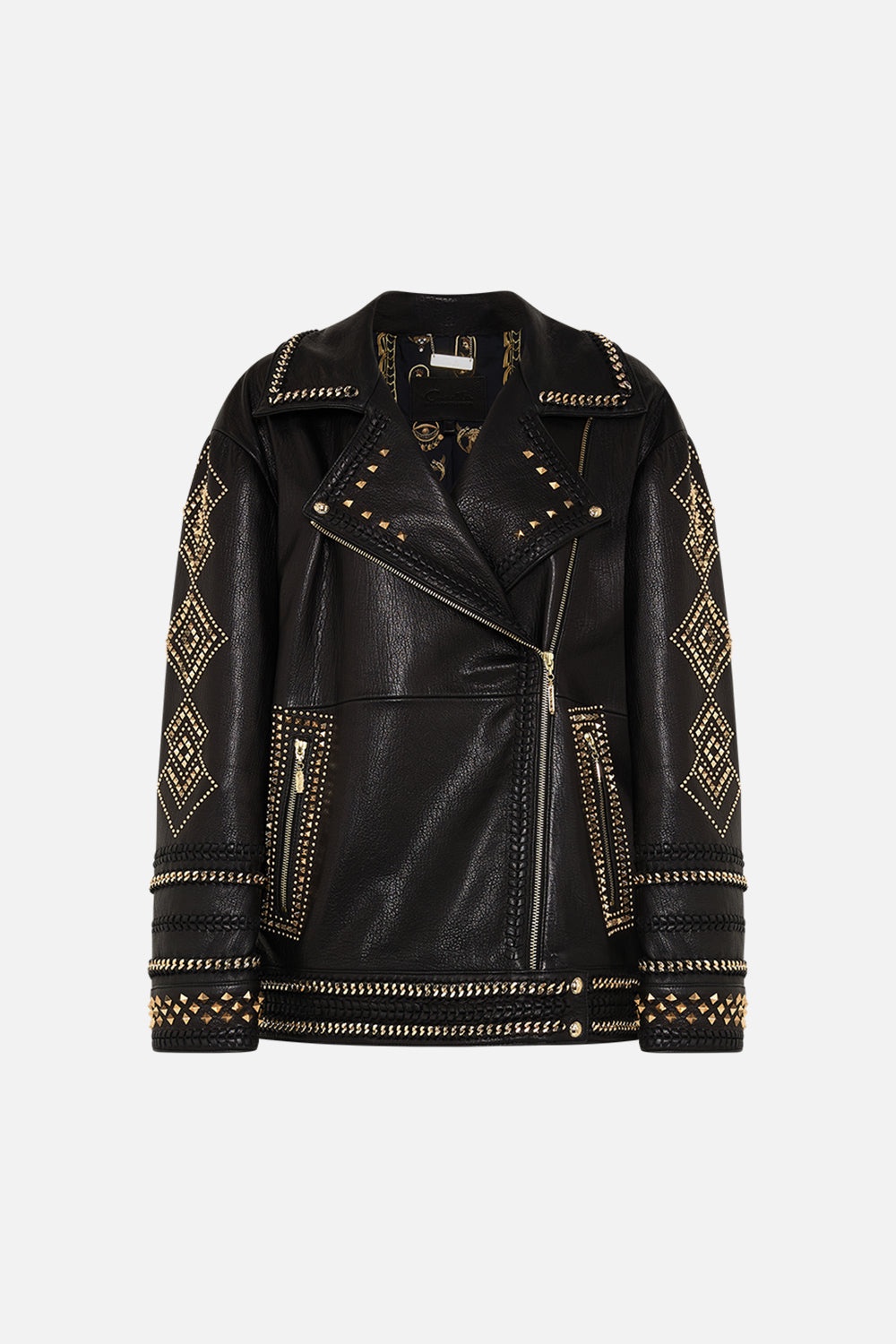 OVERSIZED LEATHER BIKER JACKET - 1