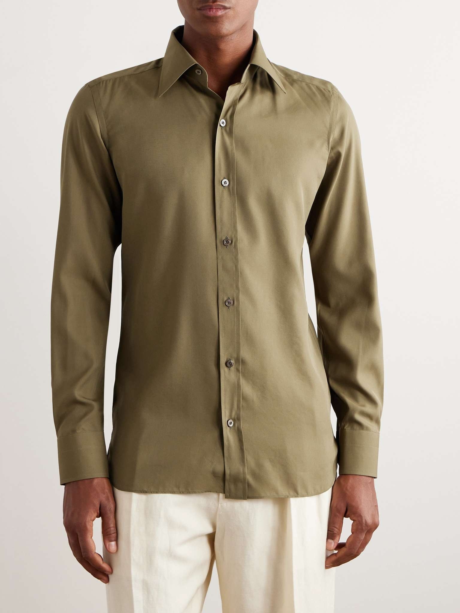 Cutaway-Collar Silk-Poplin Shirt - 3
