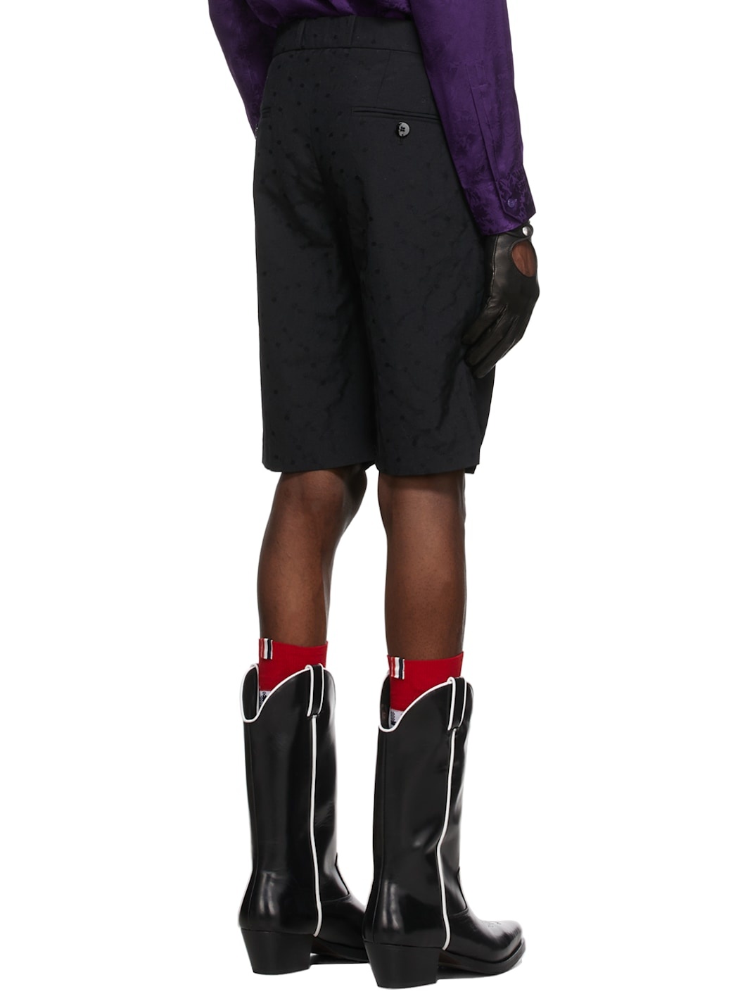 Black Virgin Wool Shorts - 3