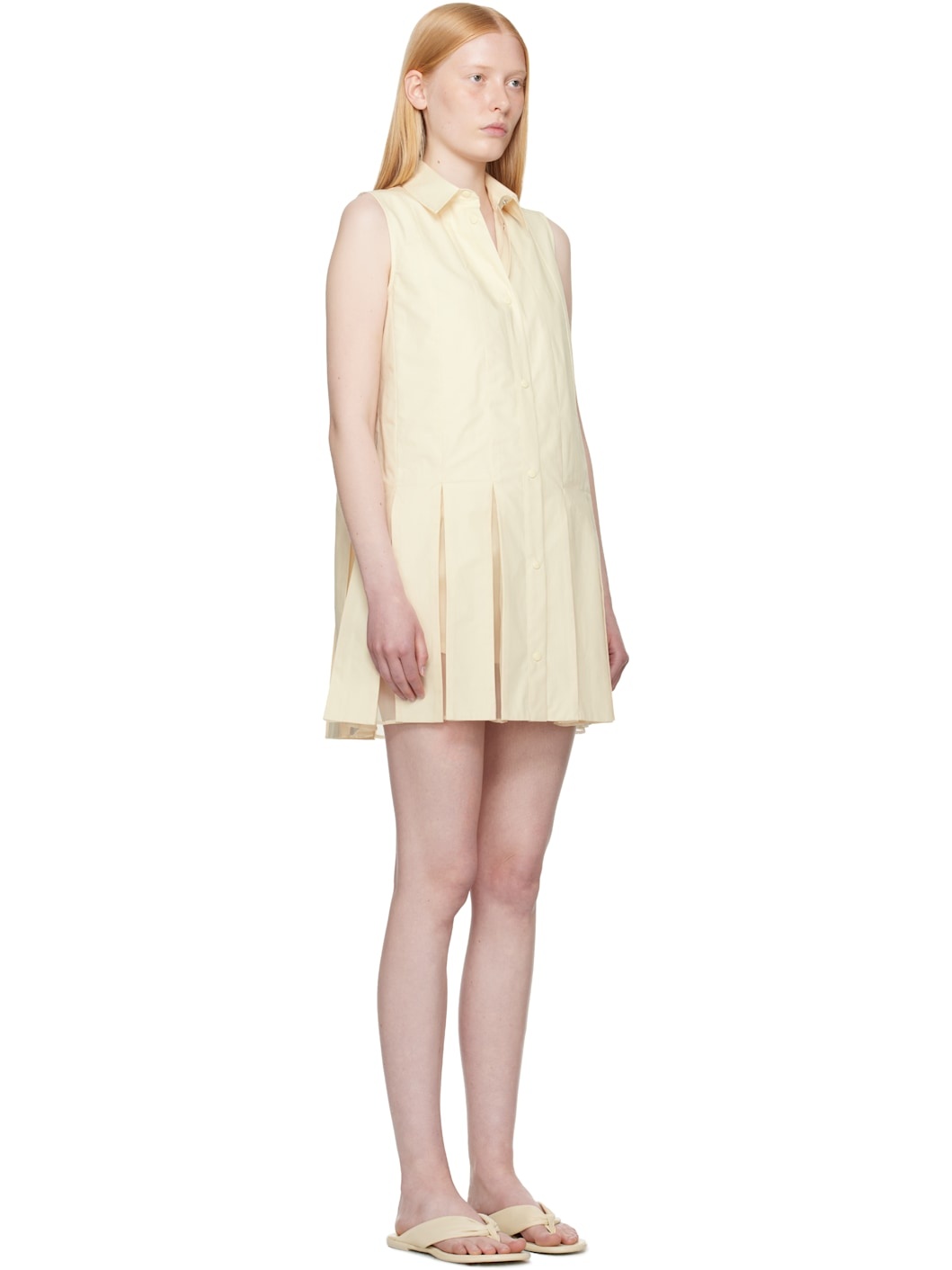 Off-White Cotton Silk Shirt Minidress & Shorts Set - 2