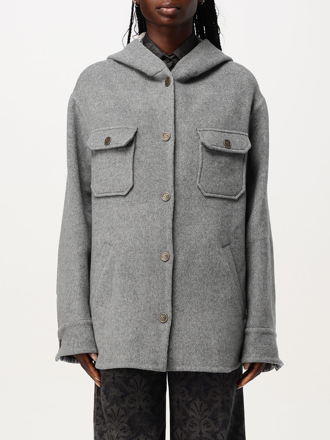 Etro Coat woman Etro giglio REVERSIBLE