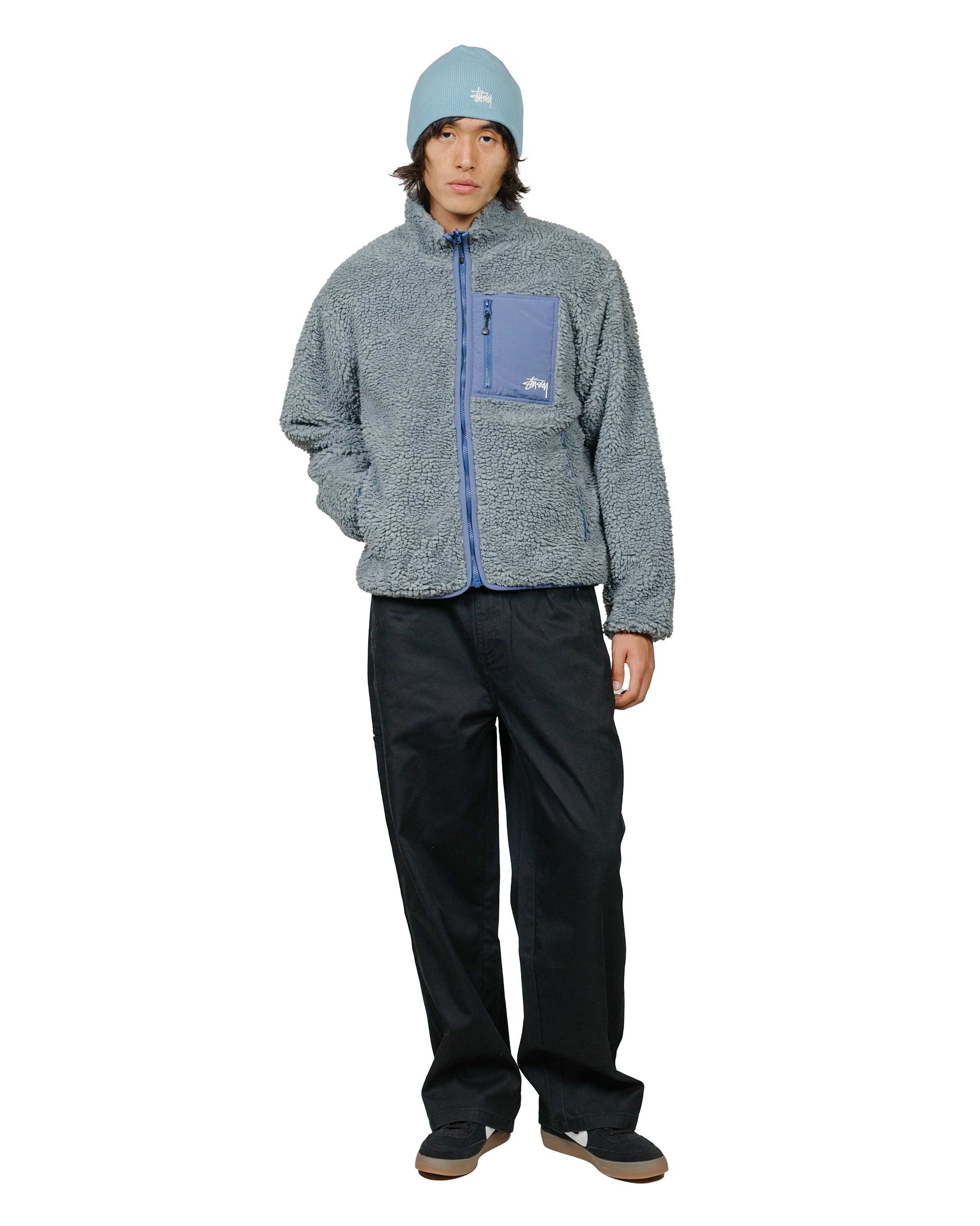 Stüssy Sherpa Reversible Jacket Blue Stone - 5