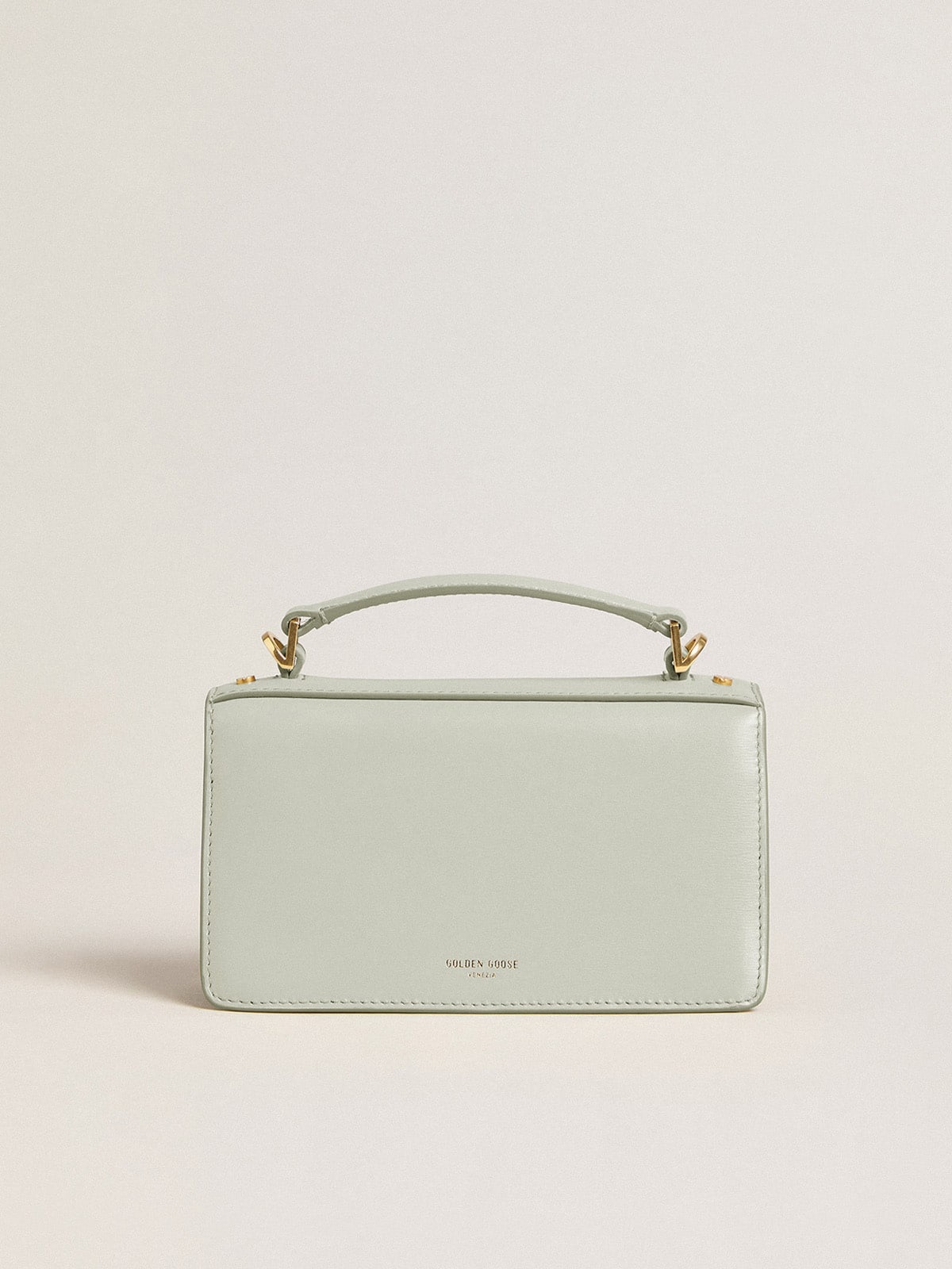 Small Venezia Bag in mineral-gray boarded leather with gold details - 4