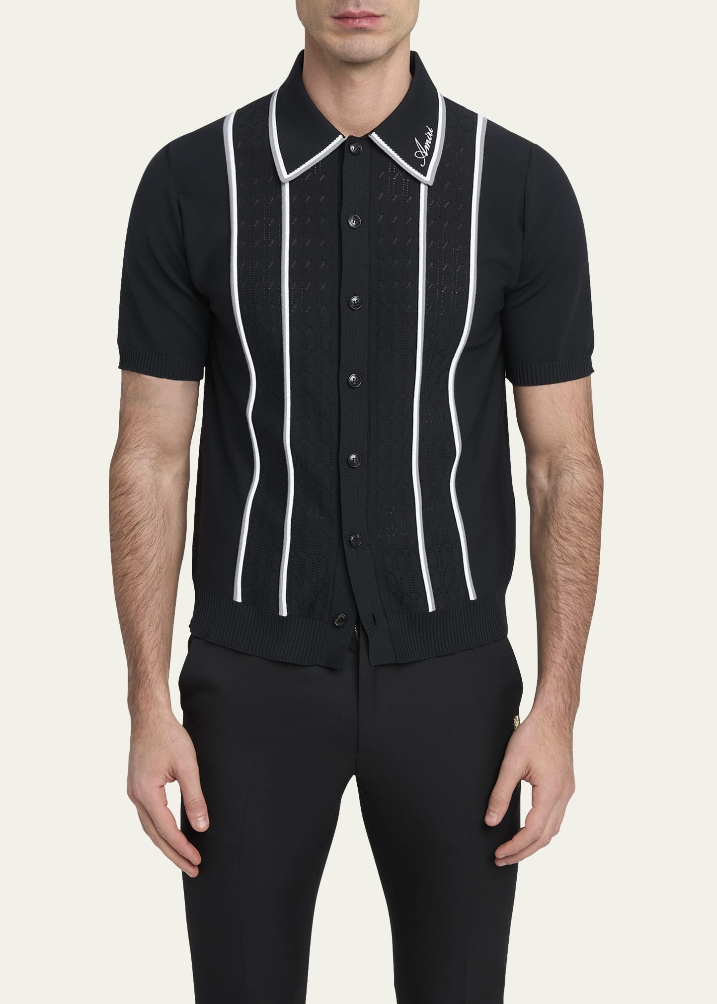 Men's Button-Front Script Stripe Shirt - 4