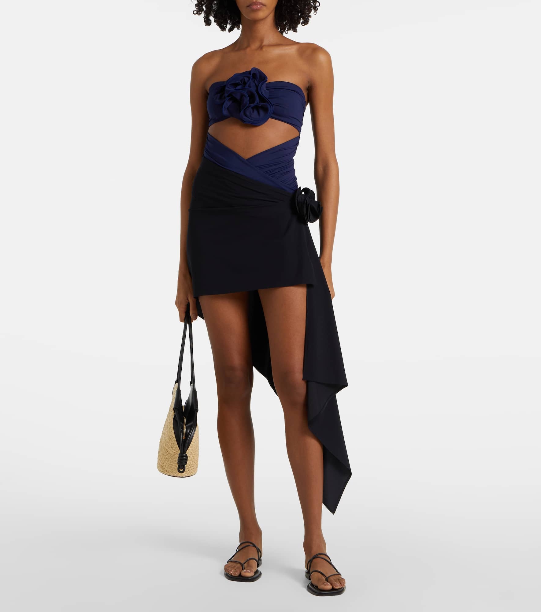 Floral-appliqué draped beach cover-up - 2