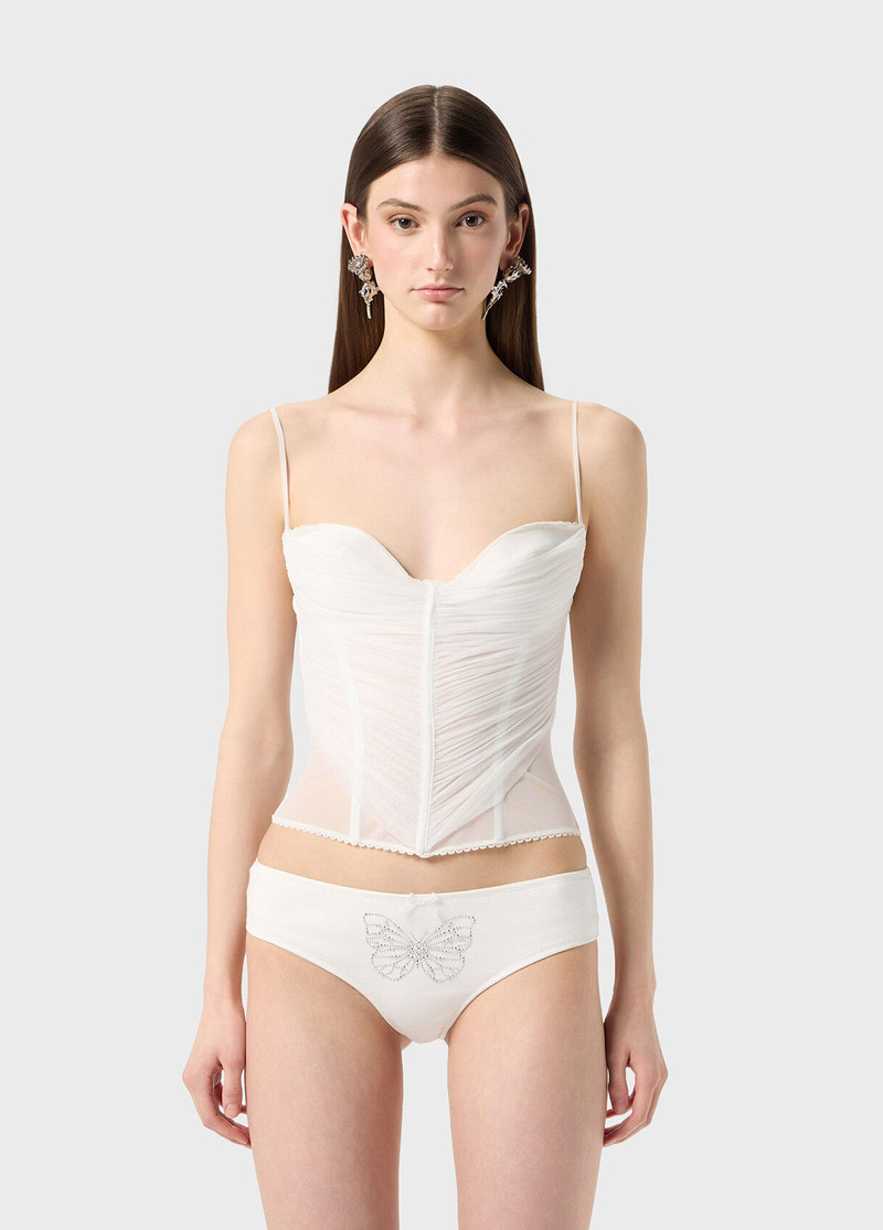 Blumarine TOP SATIN AND TULLE BUSTIER outlook