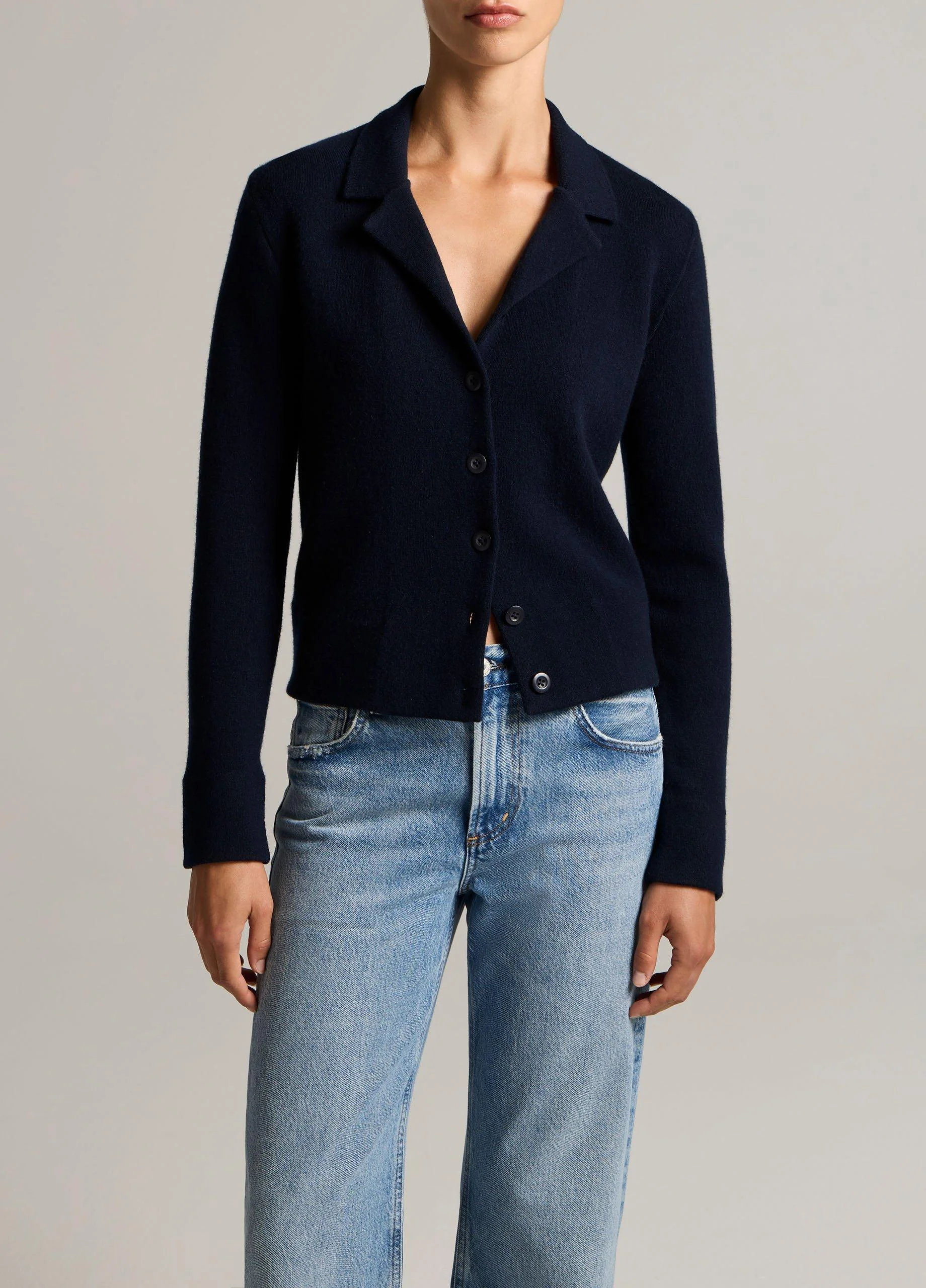Notch-Collar Double-Face Wool-Blend Cardigan - 1