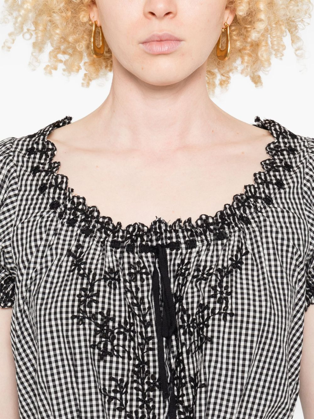 Nera gingham cropped blouse - 5
