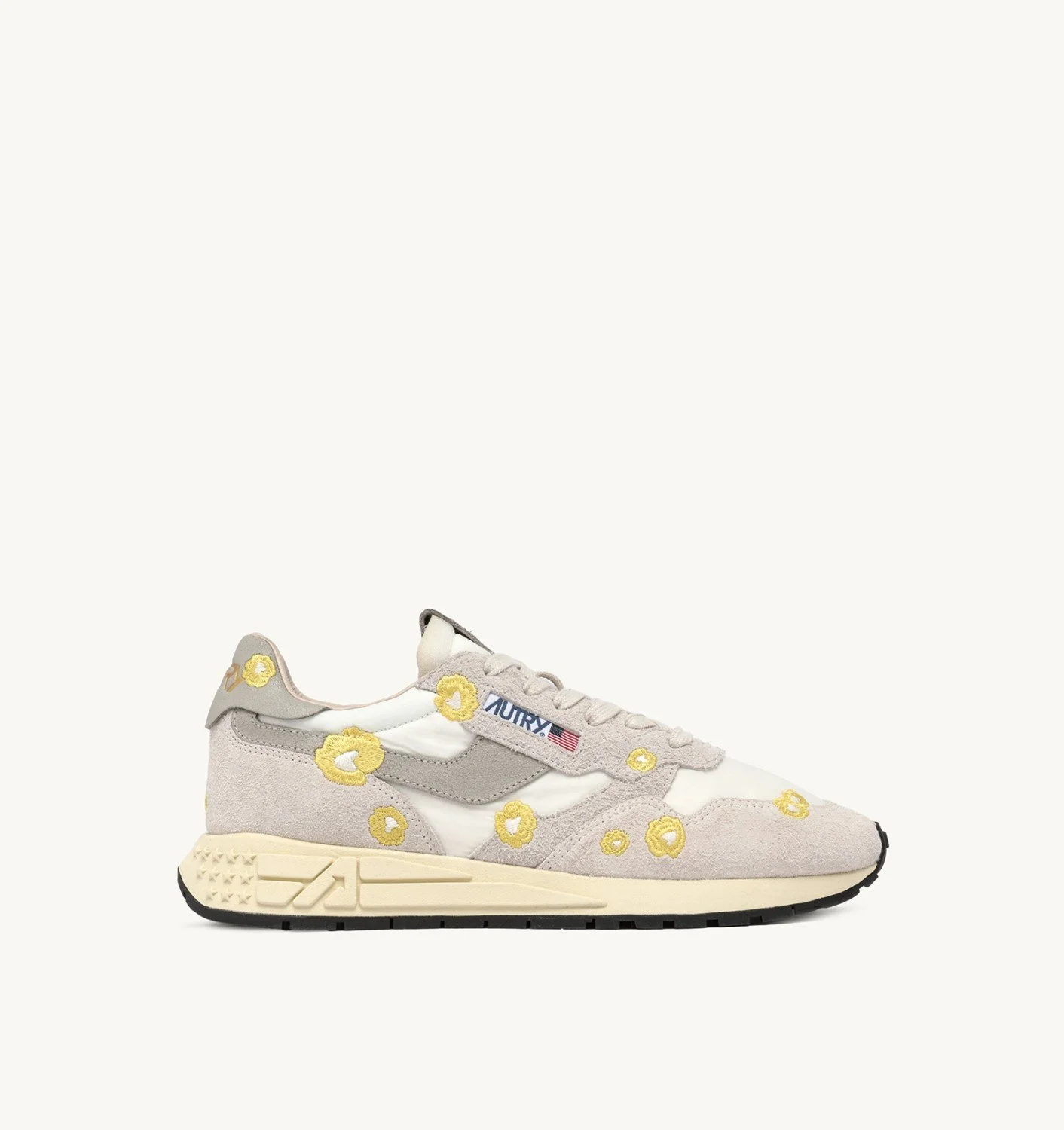 REELWIND LOW SNEAKERS IN WHITE AND BUTTERCUP EMBROIDERY - 1