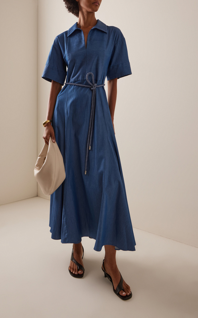 ROSETTA GETTY Chambray Caftan Shirt Dress blue outlook