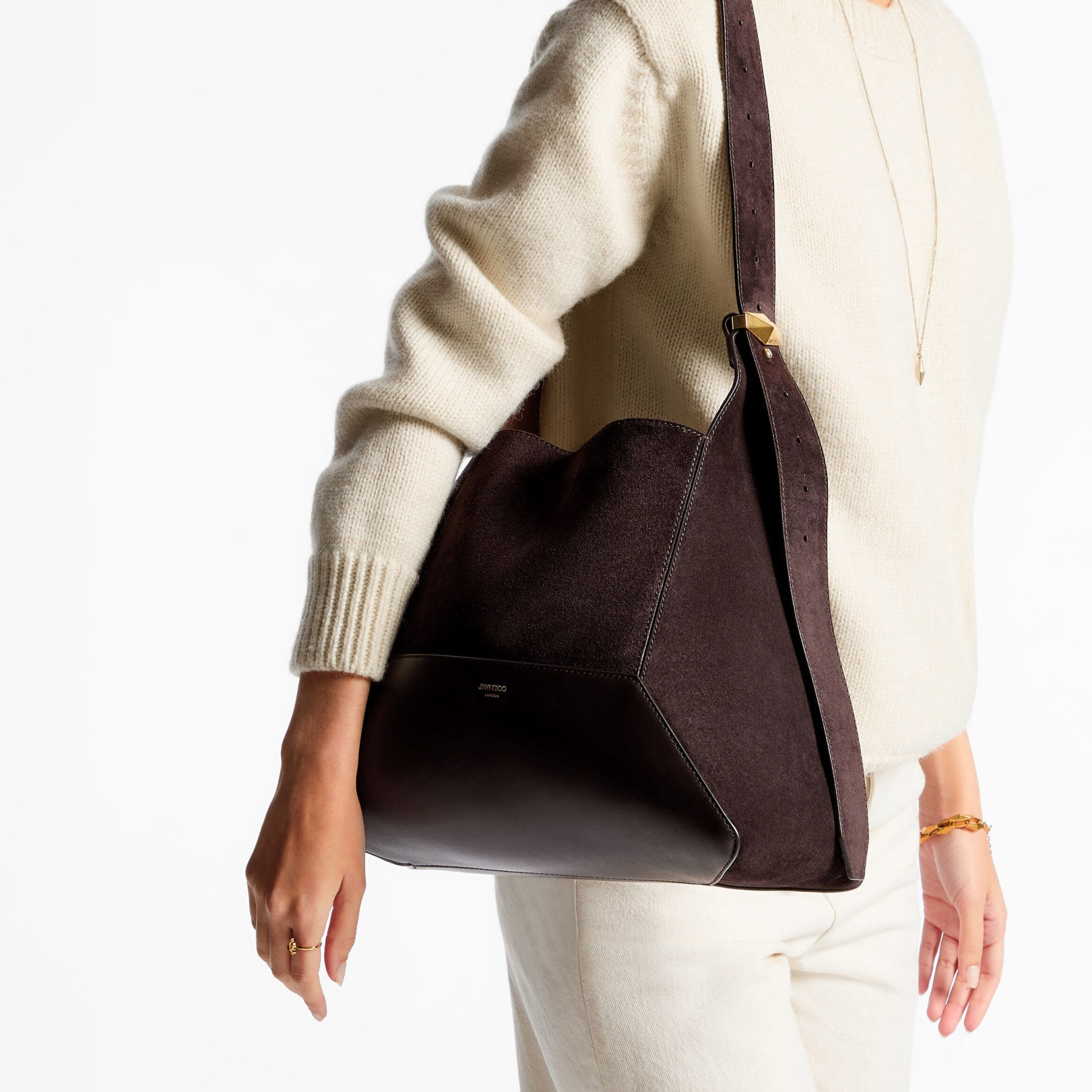 Diamond Hobo/M
Coffee Suede Shoulder Bag - 2