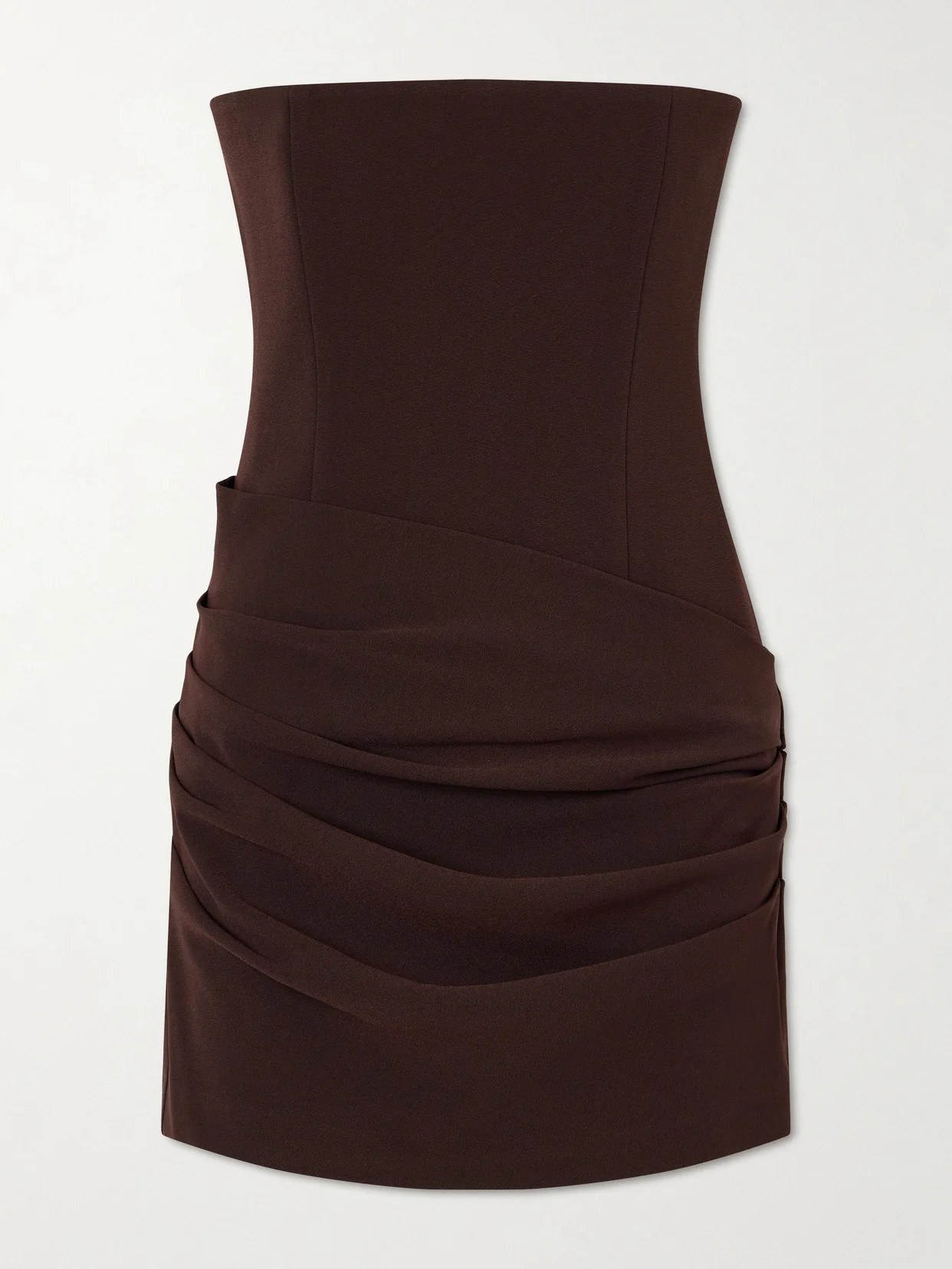 Strapless Draped Crepe Mini Dress - 1