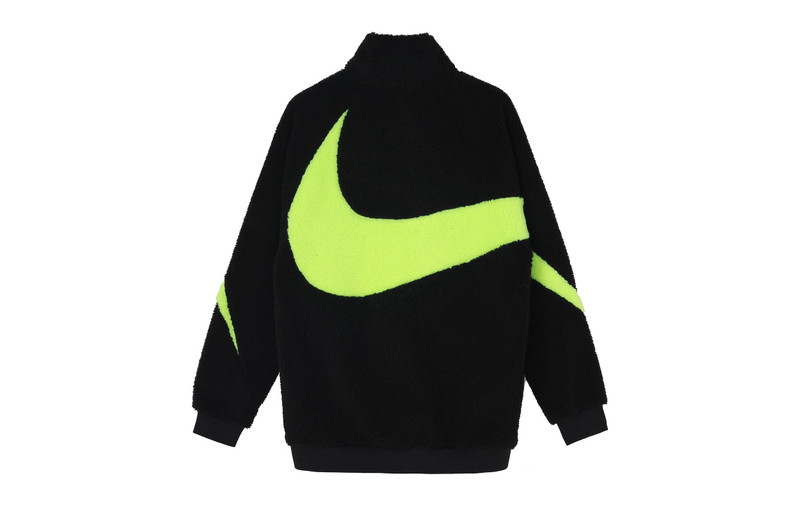 Nike Nike Big Swoosh Reversible Boa Jacket (Asia Sizing) 'Black Neon' BQ6546-017 outlook