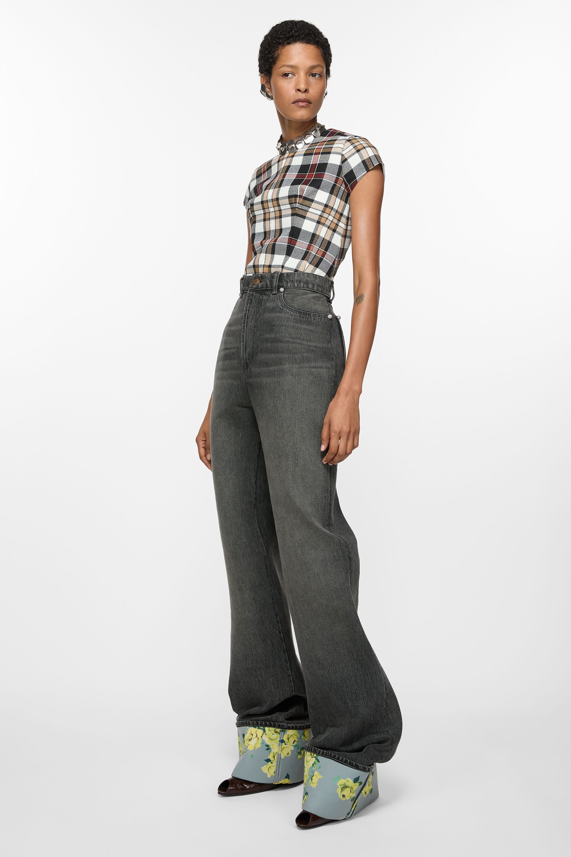 Denim bonded trousers - Anthracite grey - 4