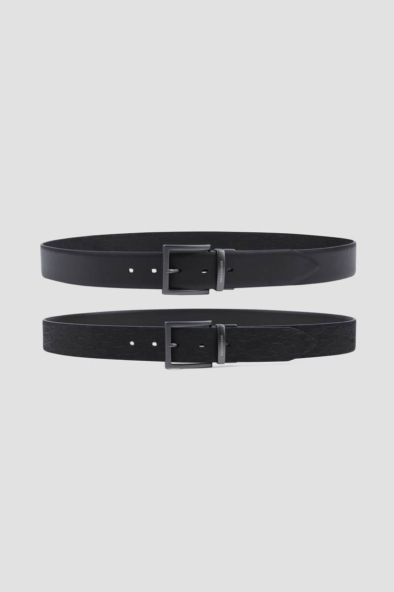 REVERSIBLE LEATHER BELT WITH SHARKS PATTERN 1