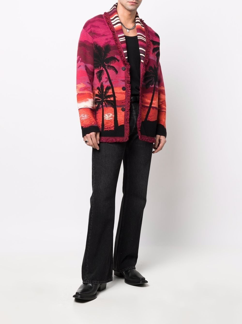 palm tree intarsia cardigan - 2