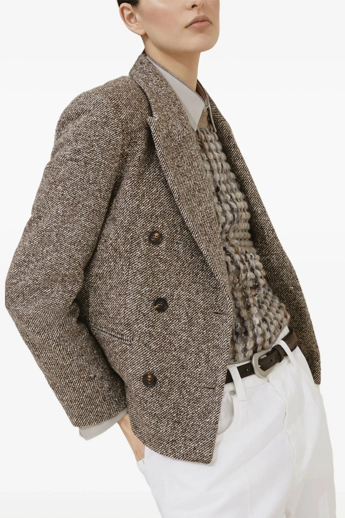 Brunello Cucinelli Women Double-Breasted Silk Blend Blazer - 2
