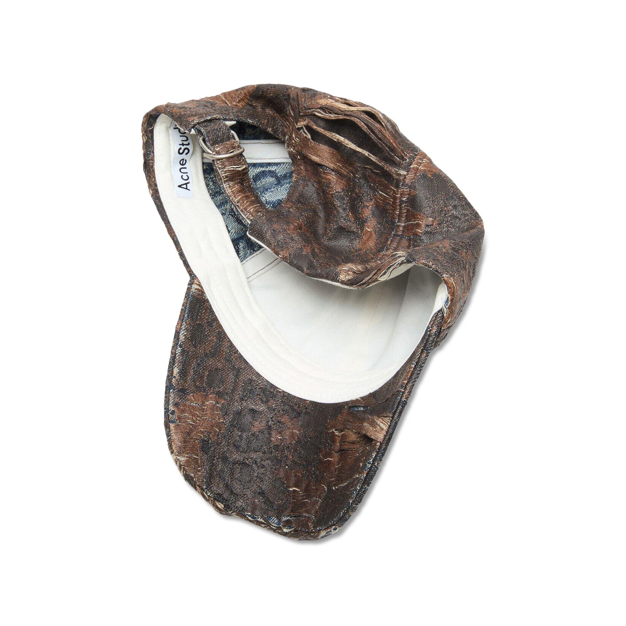Acne Studios Distressed Monogram Denim Cap 'Brown' - 2