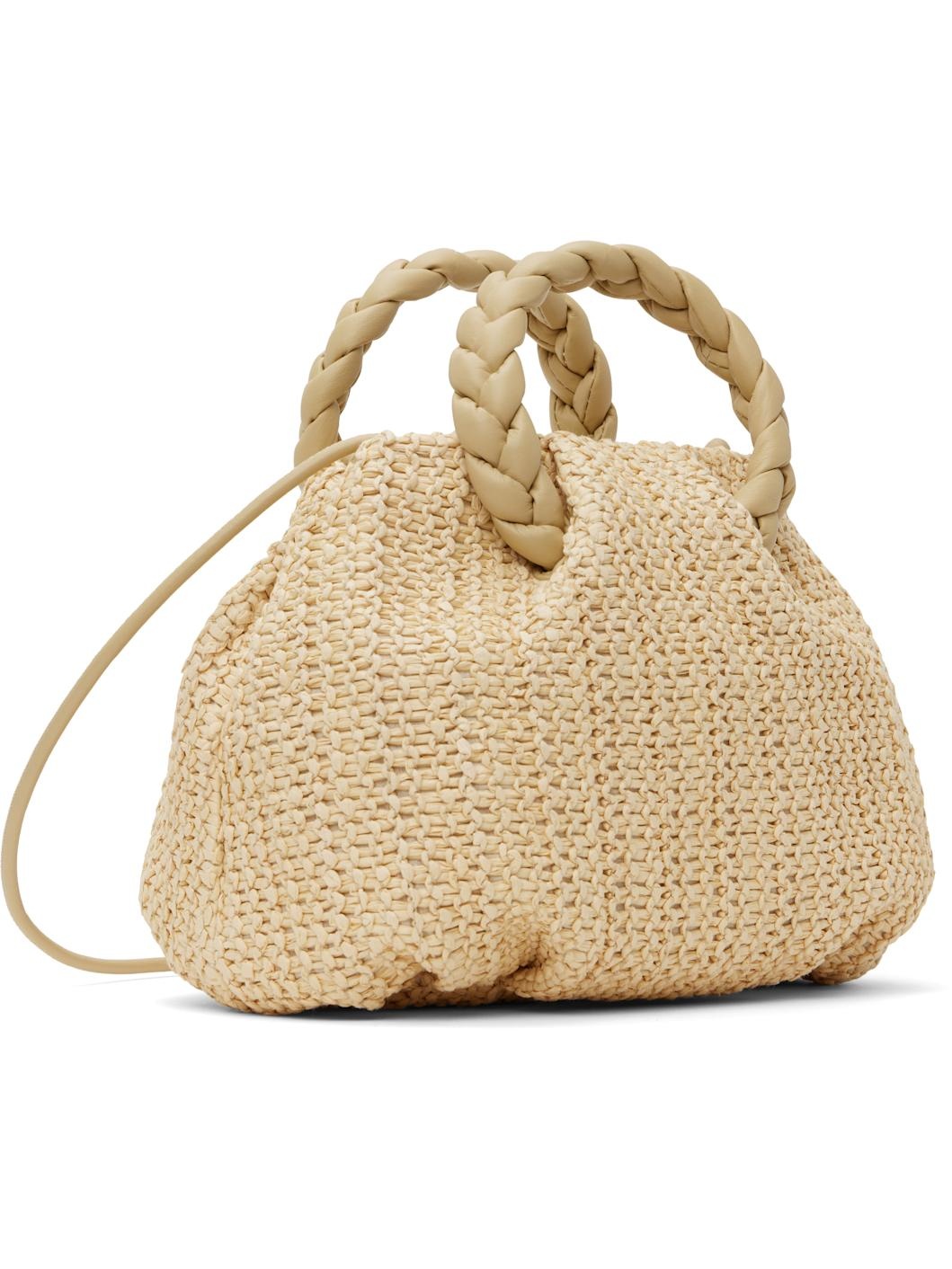 Beige Bombon Medium Raffia Bag - 3
