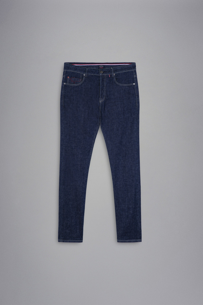 RED RIVET STRETCH COTTON JEANS 1