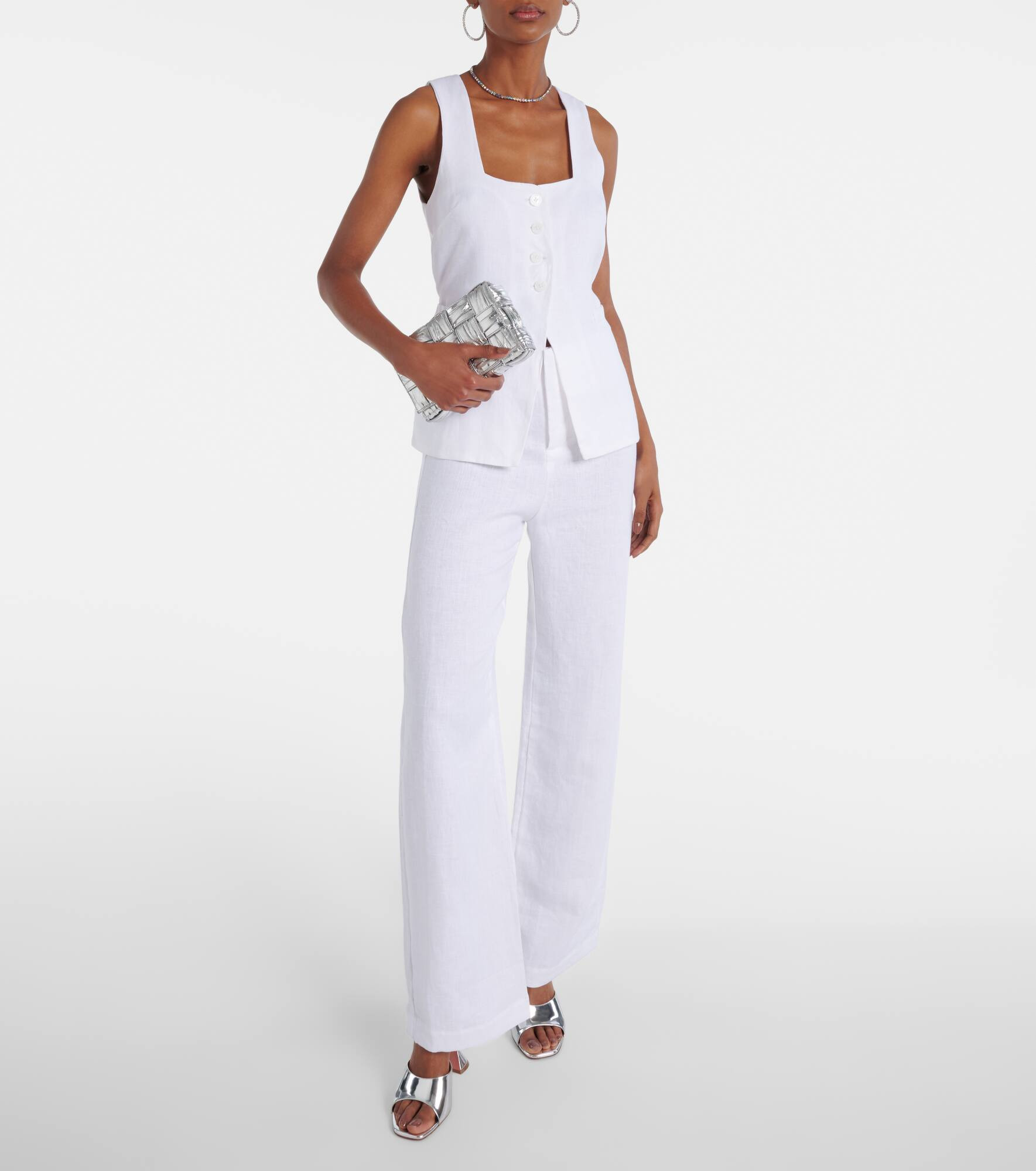 Isotta high-rise linen straight pants - 2