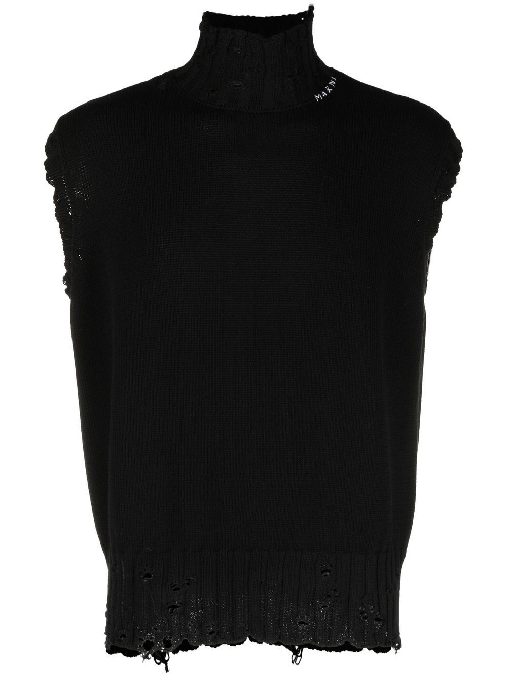 distressed-effect sleeveless jumper - 1