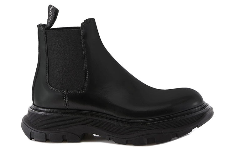(WMNS) Alexander McQueen Leather Chelsea boots 'Black' 641837WHZ841000 - 2