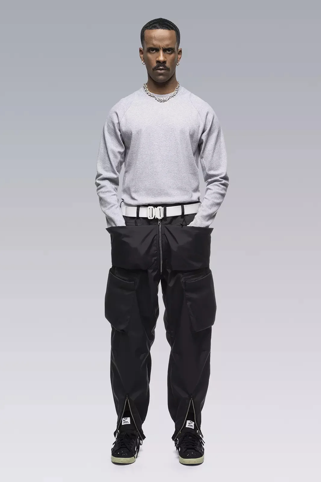 S27-PR Cotton Rib Longsleeve Shirt Gray Melange - 1