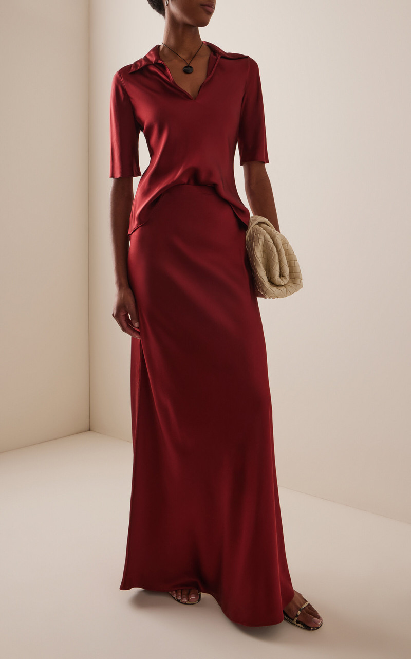 ROSETTA GETTY Silk Maxi Skirt red outlook