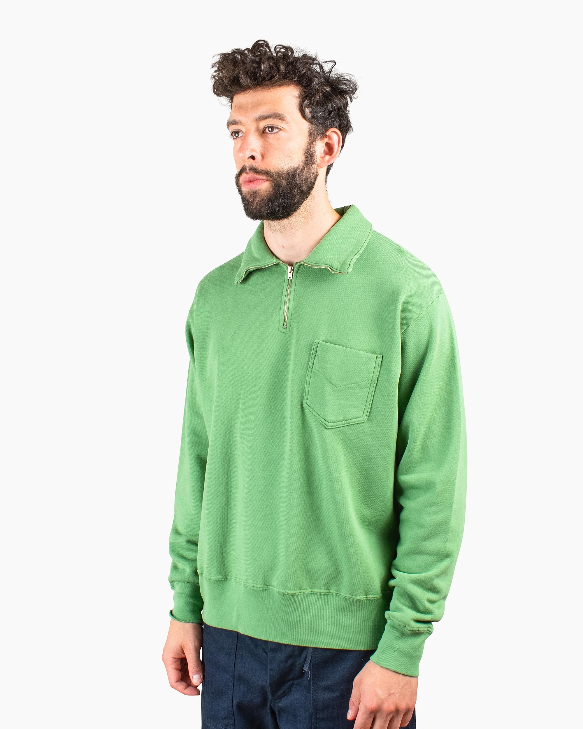 Quarter Zip Sweatshirt Faded Green - 4