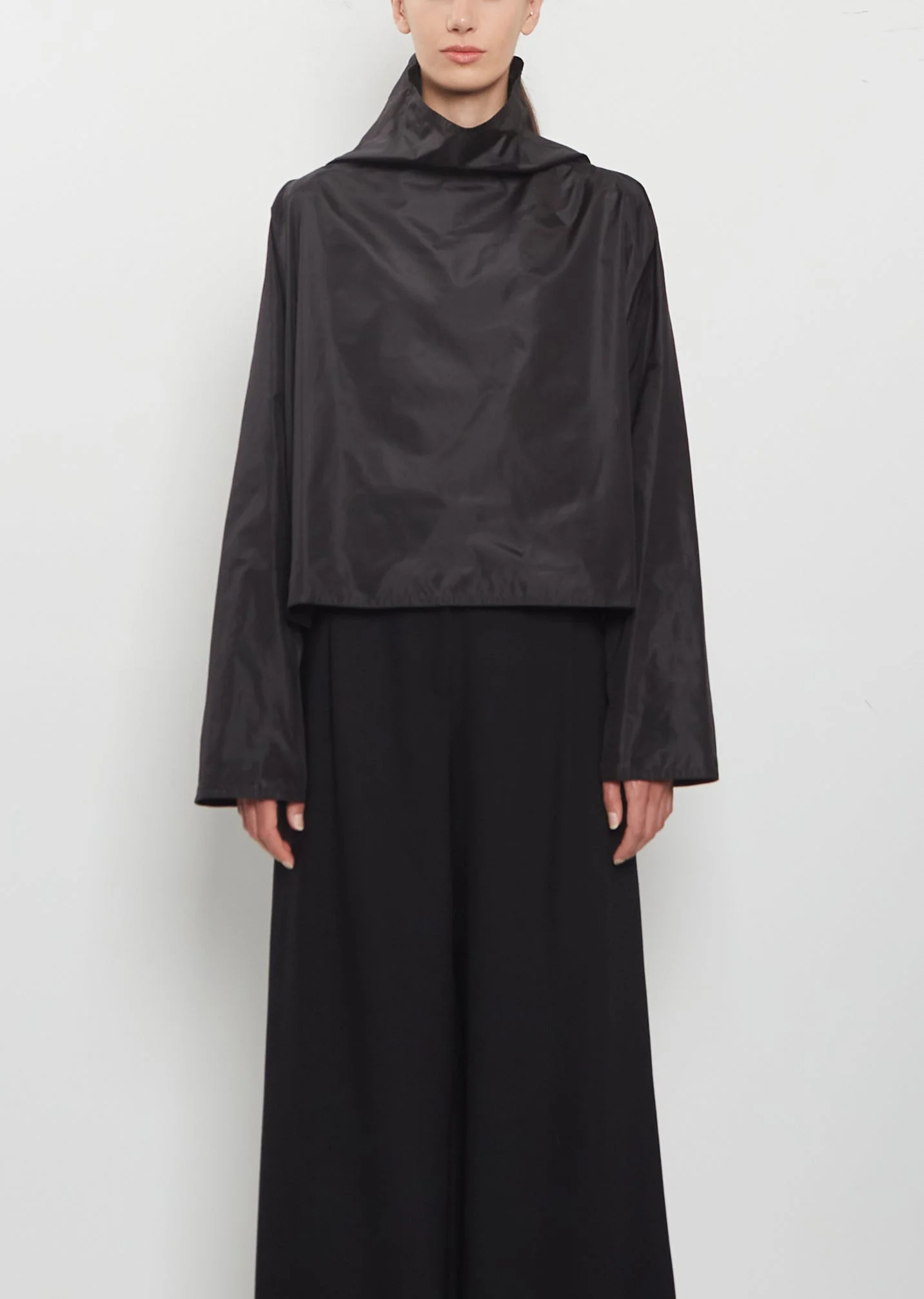 Silk Batwing T-Neck Top - 1