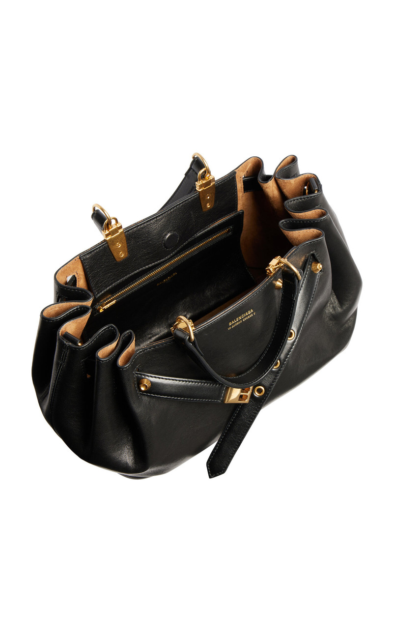 Small Fan Leather Carryall Bag 5