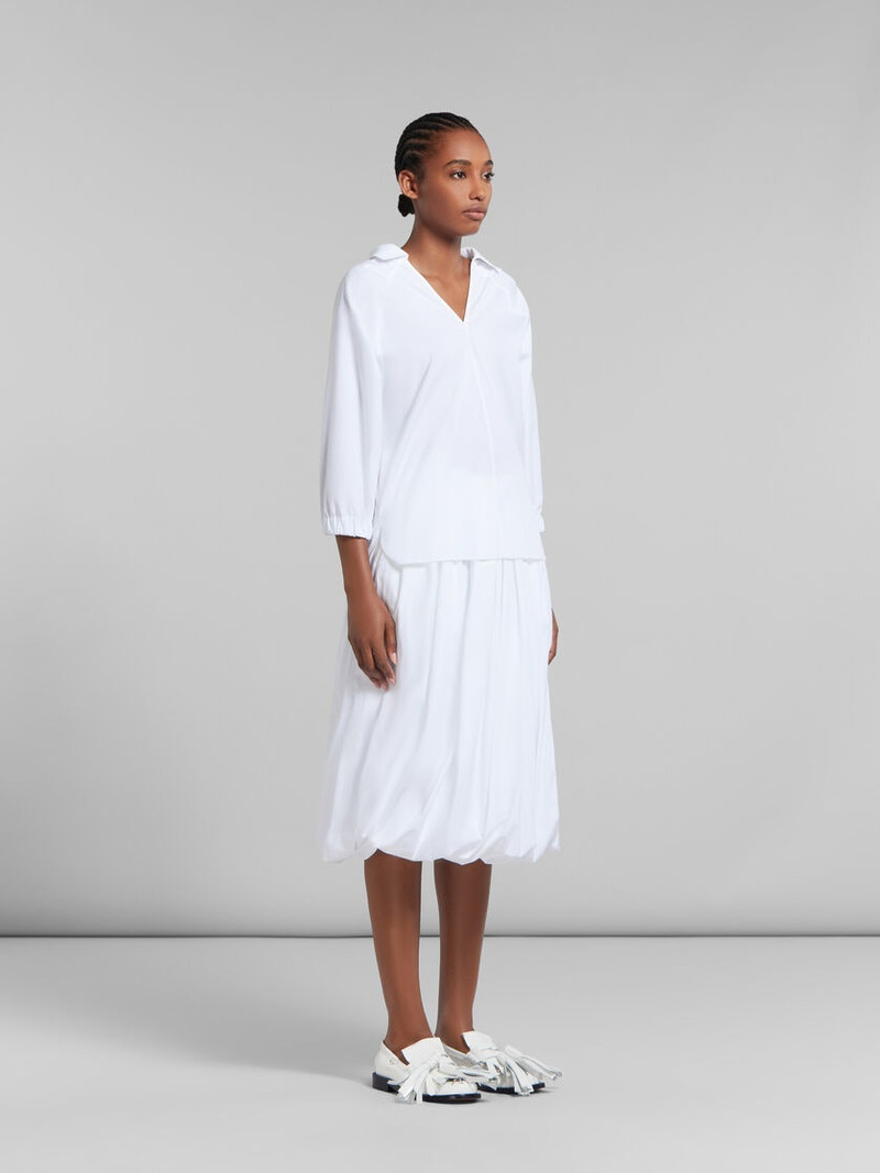 WHITE BIO POPLIN BALLOON MIDI SKIRT 5