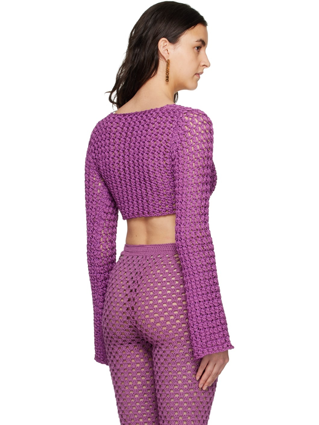 Purple Cropped Long Sleeve T-Shirt - 3
