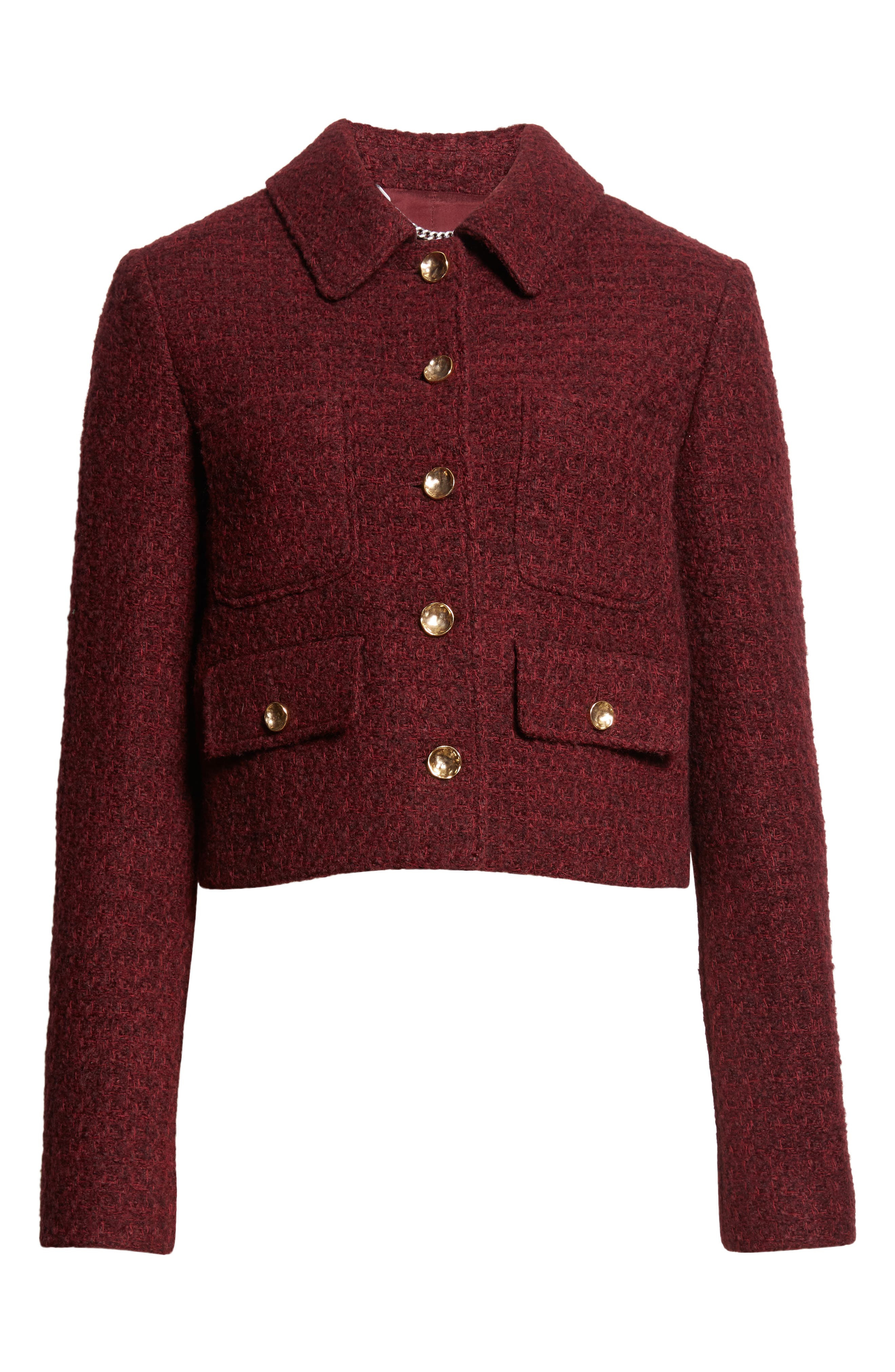 Altuzarra Astley Tweed Crop Jacket in Grenache at Nordstrom - 7