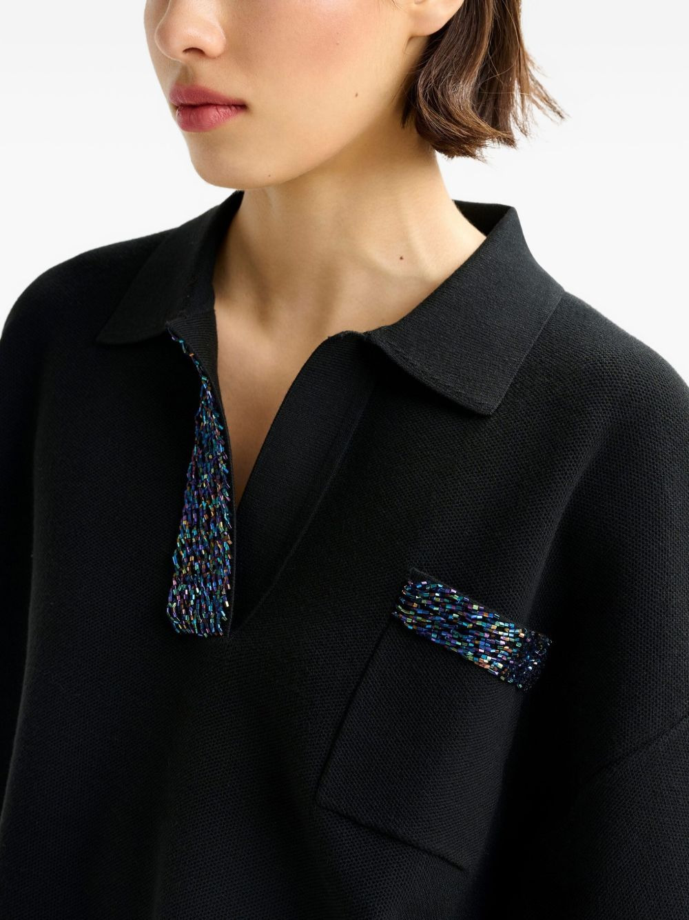 beaded-embellished polo shirt - 5