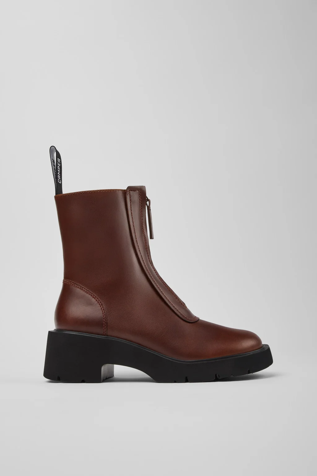 Milah Brown Leather Mid Boots for Women. - 1
