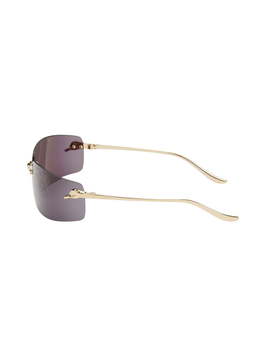 Gold 'Panthère de Cartier' Rectangular Metal Sunglasses - 3